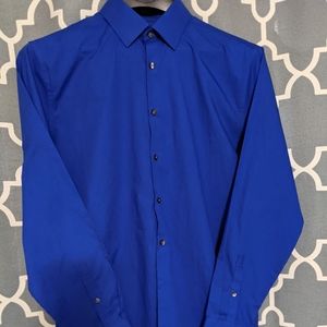 J. Ferrer slim fit men's dress shirt. Size 16, 34/35. Color is royal blue.